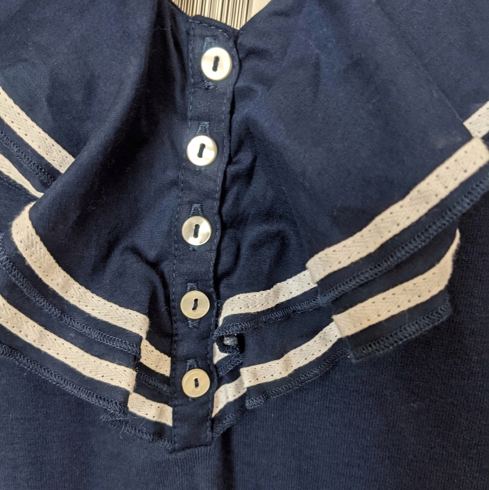 NWT Lauren by Ralph Lauren Navy Ruffled Blouse - Picture 3 of 11